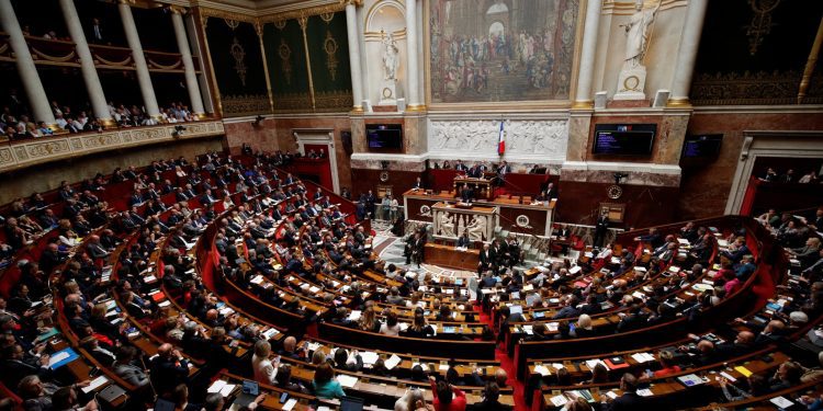 A general view shows the hemicycle as French Prime Minister Edouard Philippe delivers his second general policy speech at the National Assembly in Paris, France,  June 12, 2019.  REUTERS/Philippe Wojazer - RC1792824F80