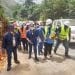 NGANOU DJOUMESSI 
 inspectant les travaux de réhabilitation de la côte de Nkan et le traitement des points critiques de la section Inyouha Ngambè cote de Nkan longue de 20 km.