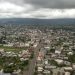 This areal view taken on October 5, 2018 shows the city of Buea, the capital of Cameroon's majority English-speaking southwest region, on October 05, 2018.  / AFP PHOTO / FLORIAN PLAUCHEUR