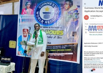 Nigerian Man sets out to break GWR for Longest hours singing