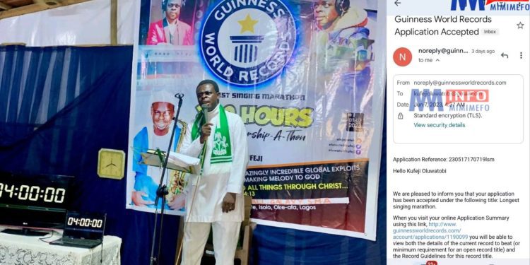 Nigerian Man sets out to break GWR for Longest hours singing