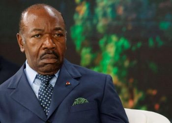 Gabon's President Ali Bongo looks on during the One Forest Summit at the Presidential Palace in Libreville on March 2, 2023. (Photo by LUDOVIC MARIN / AFP)