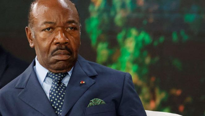 Gabon's President Ali Bongo looks on during the One Forest Summit at the Presidential Palace in Libreville on March 2, 2023. (Photo by LUDOVIC MARIN / AFP)