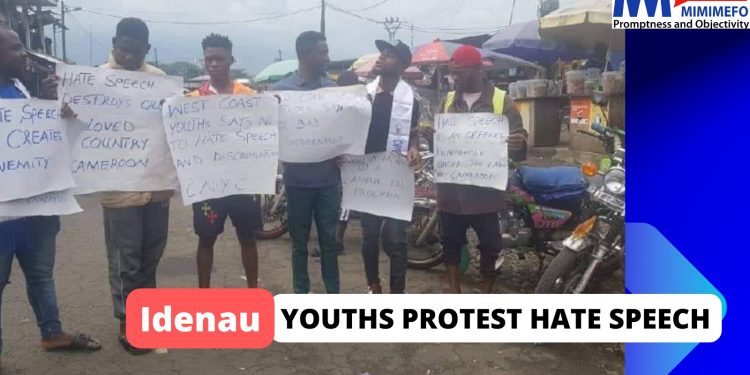 Idenau Youths protesting hate speech in Cameroon
