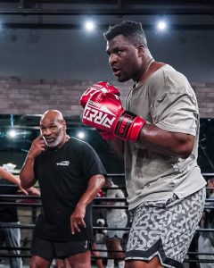 Francis Ngannou in training with Mike Tyson ahead of fight with Tyson Fury