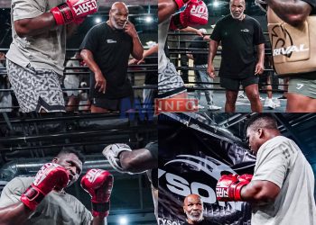 Francis Ngannou in training with Mike Tyson ahead of fight with Tyson Fury