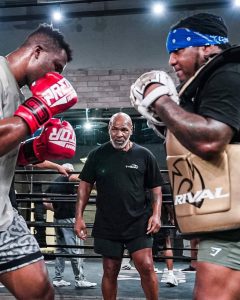 Francis Ngannou in training with Mike Tyson ahead of fight with Tyson Fury