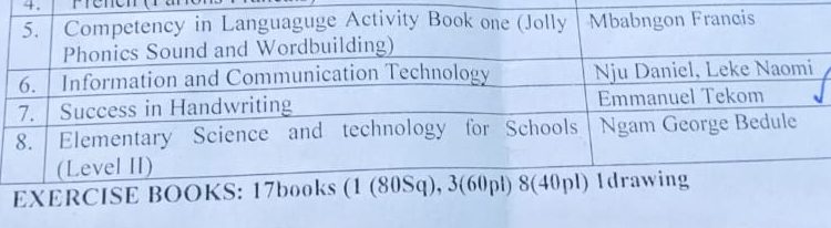 Text books Cameroon pupils