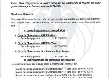 Salaries of league one players unveiled by FECAFOOT