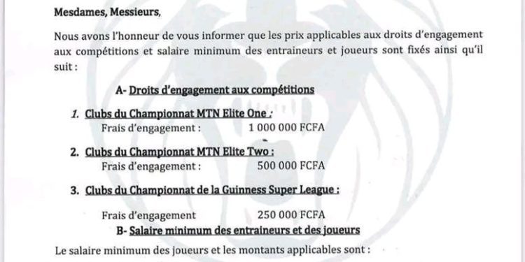Salaries of league one players unveiled by FECAFOOT