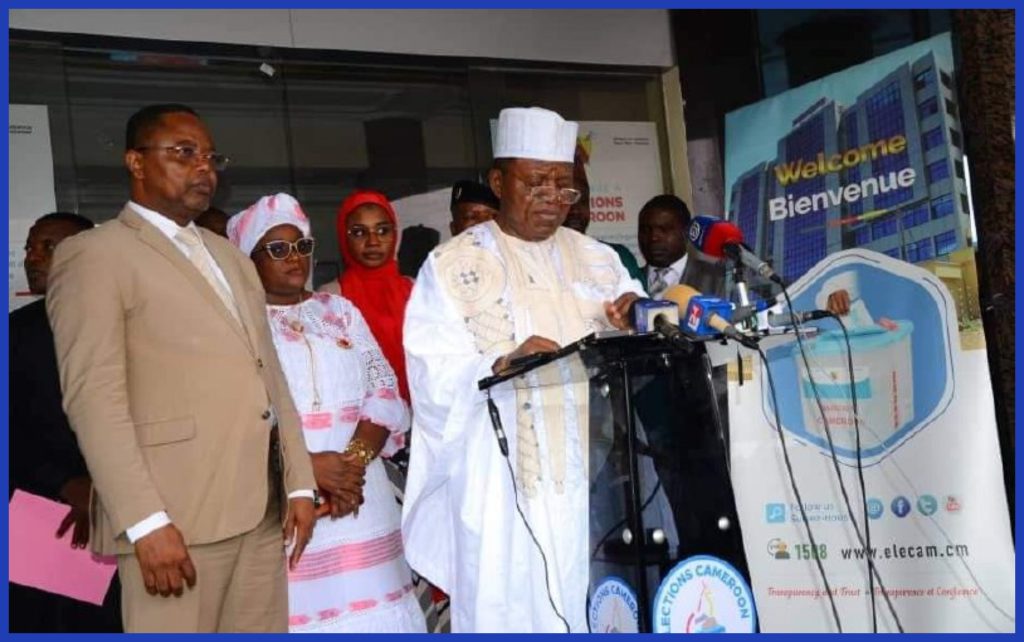 ELECAM DG Erik Essoussè addressing journalists in Yaounde September 1, 2023 (Picture Credit ELECAM)
