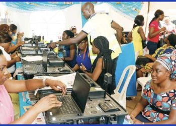 ELECAM officials registering new voters (Picture Credit Cameroon Tribune)