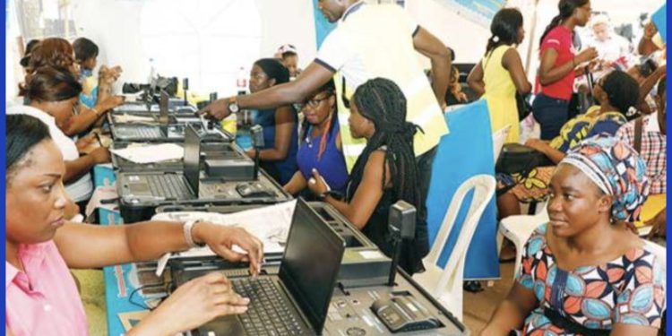 ELECAM officials registering new voters (Picture Credit Cameroon Tribune)