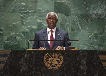 Prime Minister of Gabon, Raymond Ndong Sima address the UN general Assembly