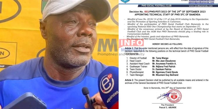 PWD Bamenda has appointed Nke Dieudonne as their new coach