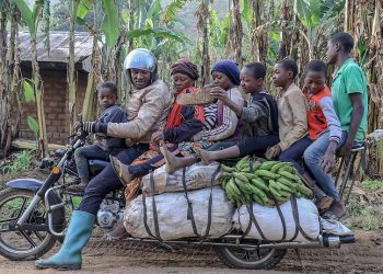 overloading on bikes in Cameroon (source: African News)