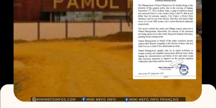 Separatists reportedly kill four at Pamol's Lobe Estate
