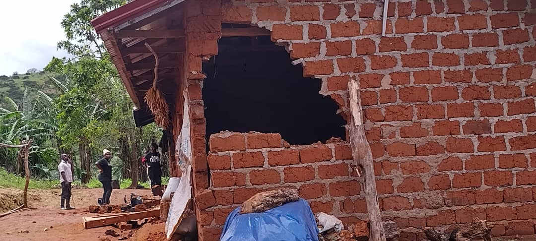 Mass destruction in Alegue, Nkwen, North West Region of Cameroon.