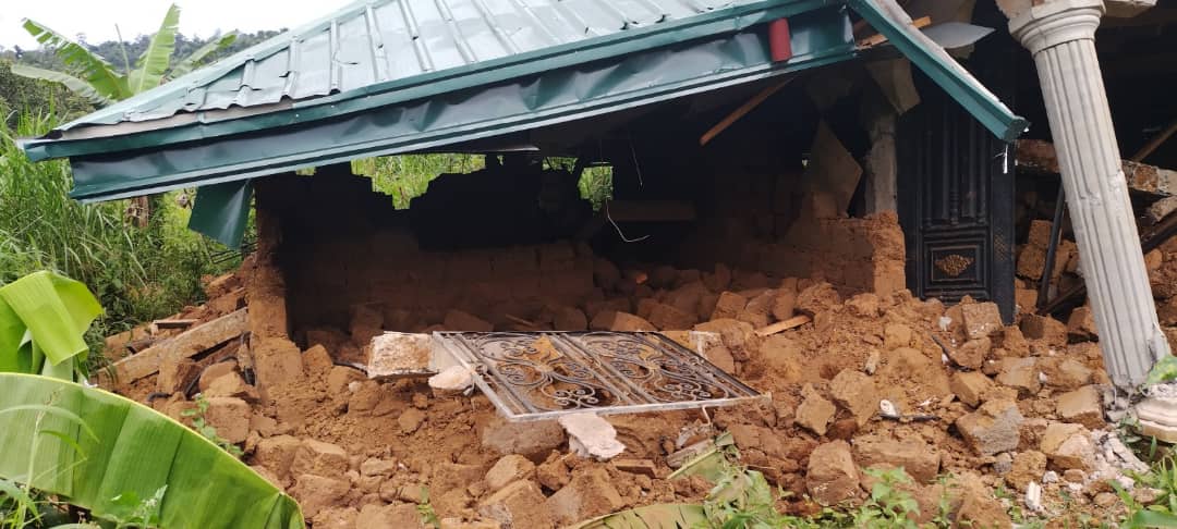 Mass destruction in Alegue, Nkwen, North West Region of Cameroon.