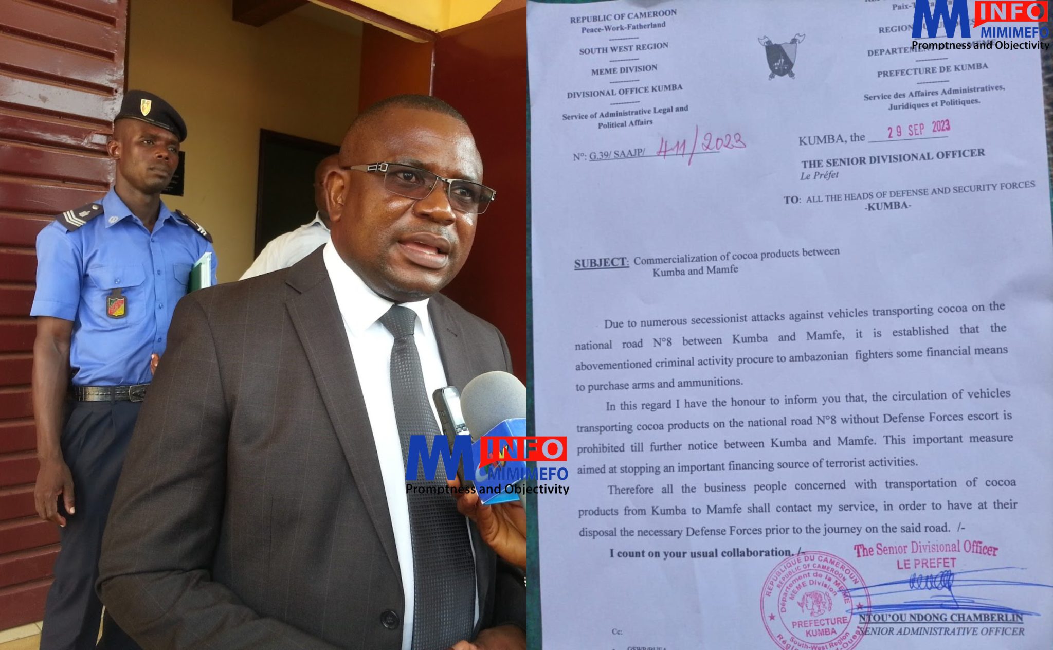 Meme SDO signs order prohibiting the transportation of Cocoa without miliary escort