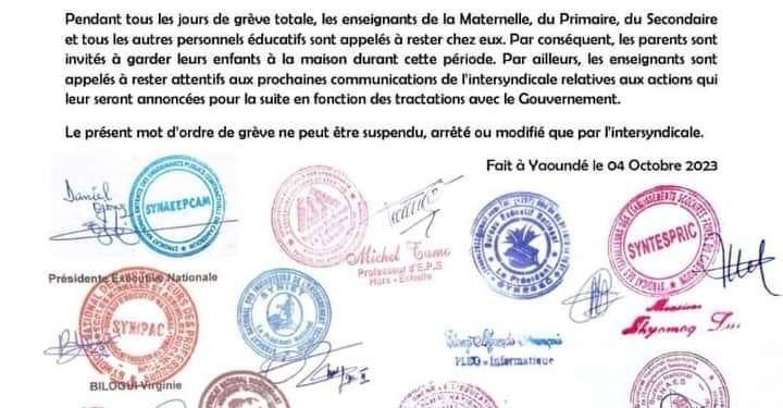 Cameroon Teachers call for general protest