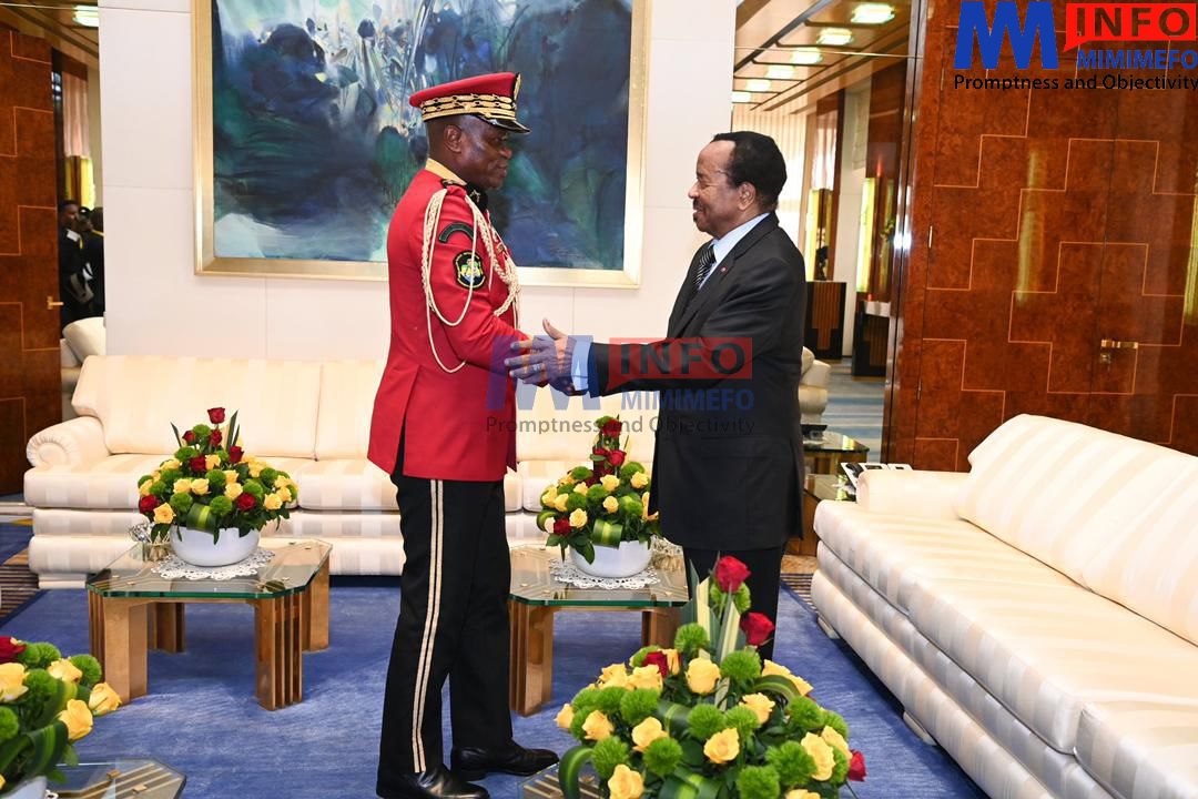 Brigadier General Brice Clotaire Oligui Nguema during visit to Yaounde