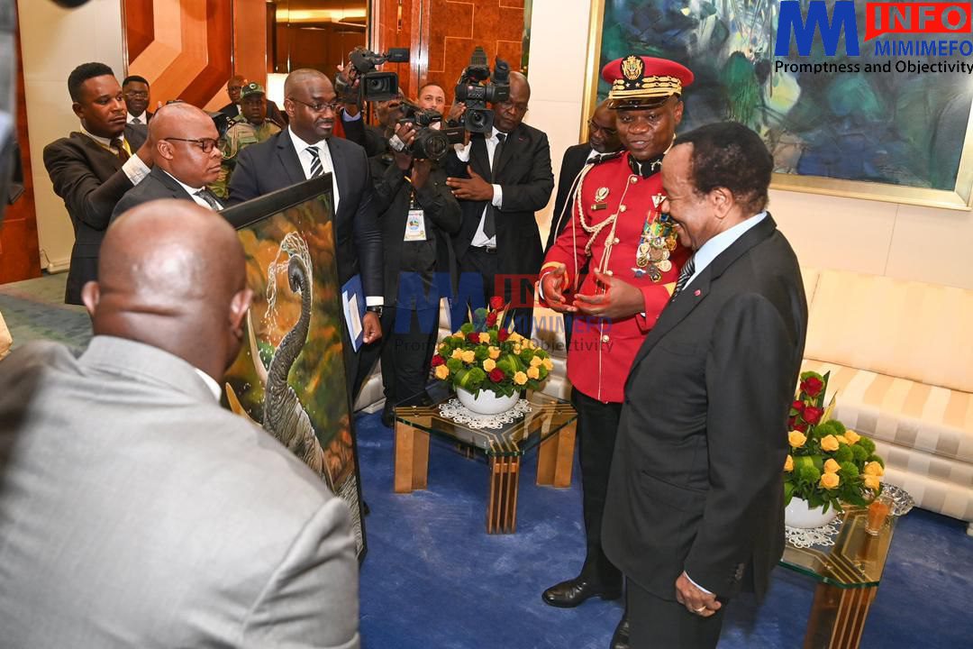 Brigadier General Brice Clotaire Oligui Nguema during visit to Yaounde