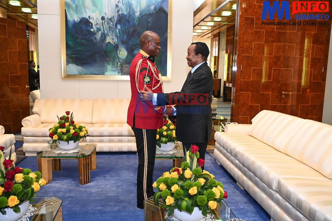 Brigadier General Brice Clotaire Oligui Nguema during visit to Yaounde