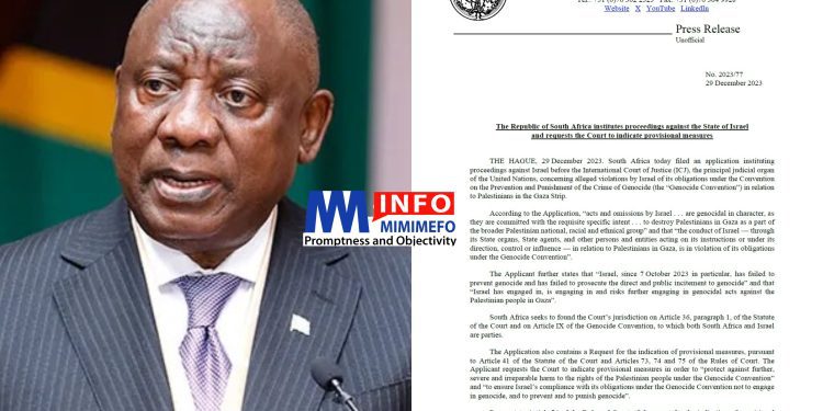 Matamela Cyril Ramaphosa fifth and current president of South Africa since 2018 takes Israel to court