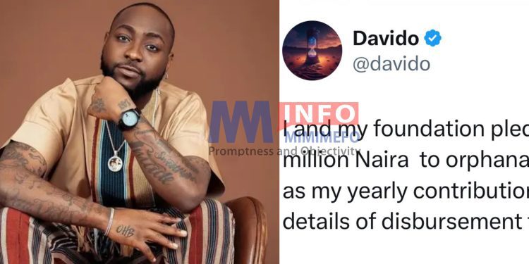 Davido Pledges N300 to orphanages