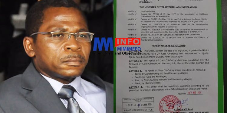 Minister of Territorial Administration decree