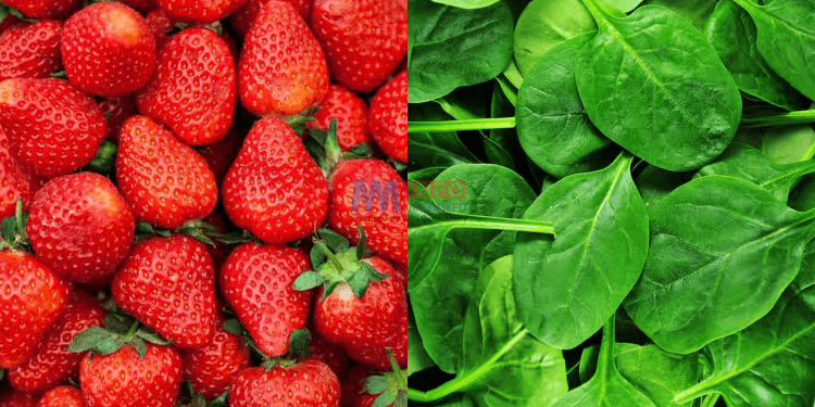 Spinach and strawberries, most contaminated