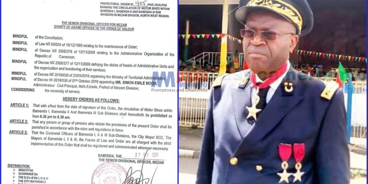 Simon Emile Mooh imposes curfew on motorbikes