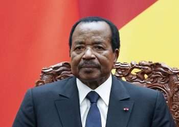 FILE - In this Thursday, March 22, 2018 file photo, Cameroon President Paul Biya is seated with Chinese President Xi Jinping as they attend a signing ceremony at the Great Hall Of The People in Beijing. Cameroon's president, one of Africa's longest-serving leaders, says on Friday, July 13, 2018 he will run again in October's election. The 85-year-old president has been in power since 1982. He oversees an increasingly restive Central African nation that faces an Anglophone separatist movement and the threat from Boko Haram extremists crossing the border from Nigeria. (Lintao Zhang/Pool Photo via AP, File)