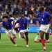 Paris 2024 Olympics - Football - Men's Semi-final - France vs Egypt - Lyon Stadium, Decines-Charpieu, France - August 05, 2024. Jean-Philippe Mateta of France celebrates scoring their second goal with teammates. REUTERS/Nir Elias