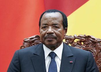 FILE - March 22, 2018 file photo, Cameroon President Paul Biya is seated with Chinese President Xi Jinping as they attend a signing ceremony at the Great Hall Of The People in Beijing. Cameroon's president, one of Africa's longest-serving leaders, says on Friday, July 13, 2018 he will run again in October's election. The 85-year-old president has been in power since 1982. He oversees an increasingly restive Central African nation that faces an Anglophone separatist movement and the threat from Boko Haram extremists crossing the border from Nigeria. (Lintao Zhang/Pool Photo via AP, File)