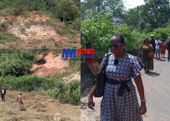 La falaise de Dschang coupée par un glissement de terrain massif