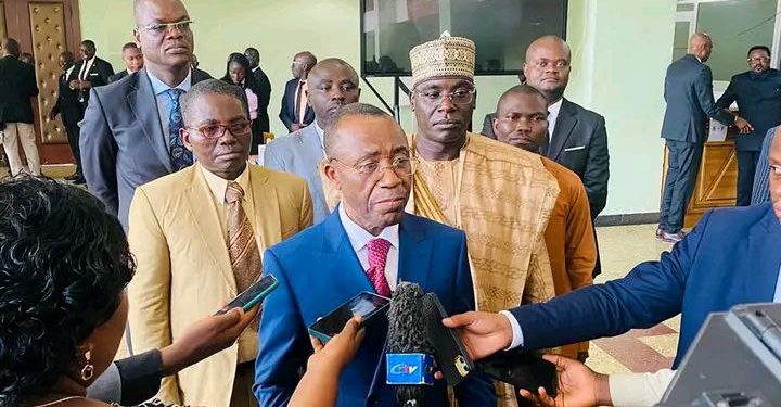Fuh Calistus Gentry, Minister of Mines talking after defending the bill in Parliament | Pgot credit: Ministry of Mines