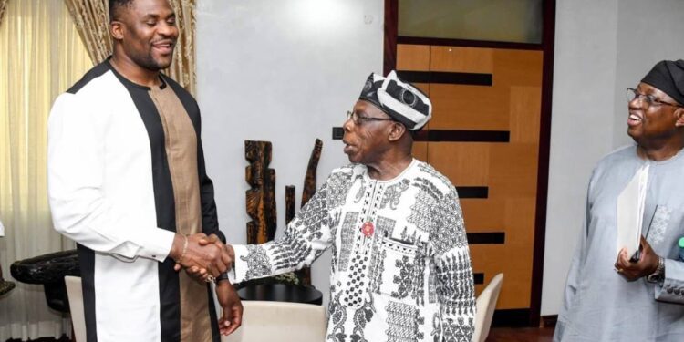 Francis Ngannou and Olusegun Obasanjo