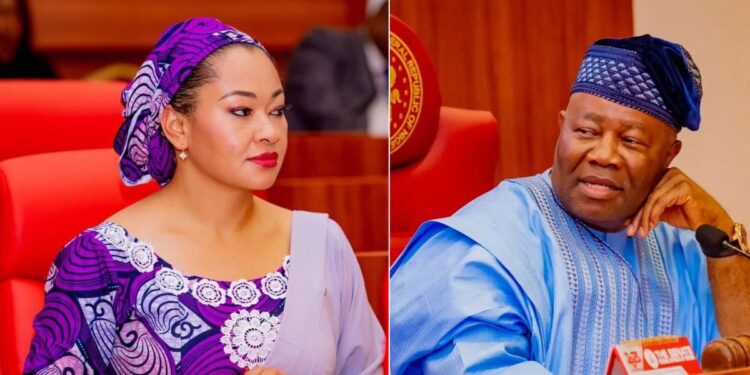 Senator Natasha Akpoti Uduaghan and Nigerian Senate President Akpabio