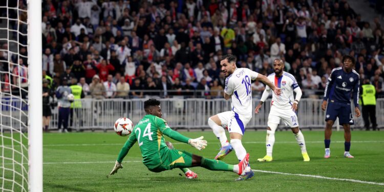 Andre Onana during the Lyon match against Manchester United