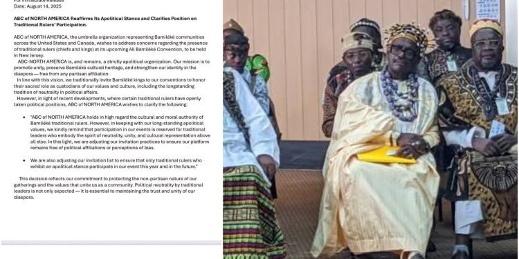 Convention bamiléké aux États-Unis : après la polémique sur le soutien à Paul Biya, l’ABC of North America impose la neutralité aux chefs traditionnels