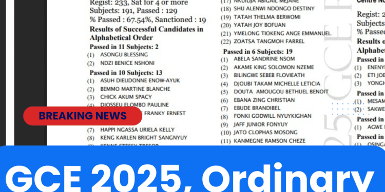 Ordinary Level GCE 2025