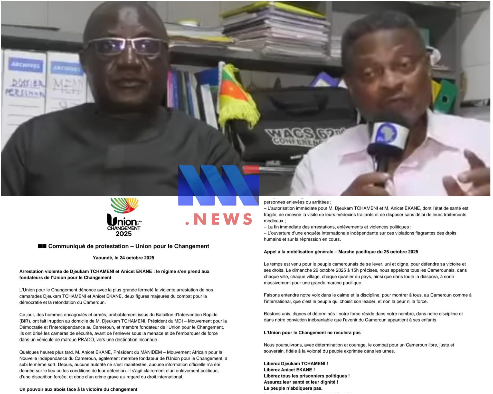 Arrestation de Djeukam Tchameni et Anicet Ekane