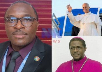 Alando Chia, Archbishop Nkea and Pope Francis - Pope's Visit to Cameroon
