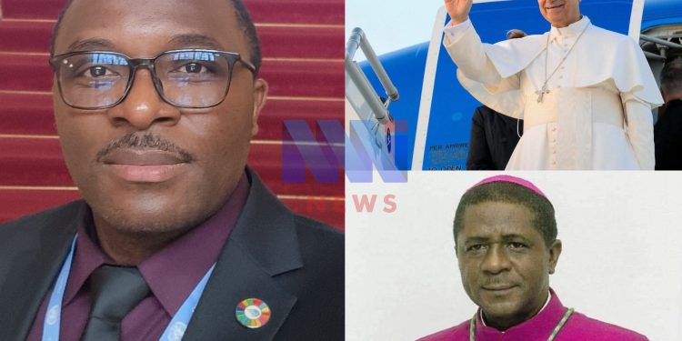 Alando Chia, Archbishop Nkea and Pope Francis - Pope's Visit to Cameroon
