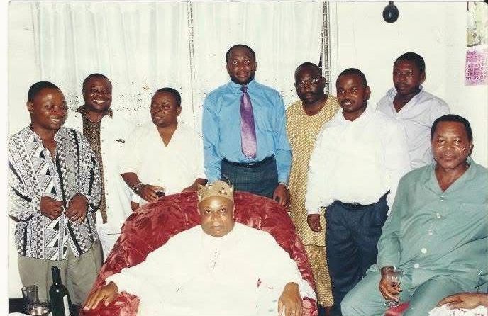 Chief Etina and his brothers in 1999 the day he was crowned Chief of Great Soppo. Barrister Henry Ngale Monono standing in the black trousers and white shirt.