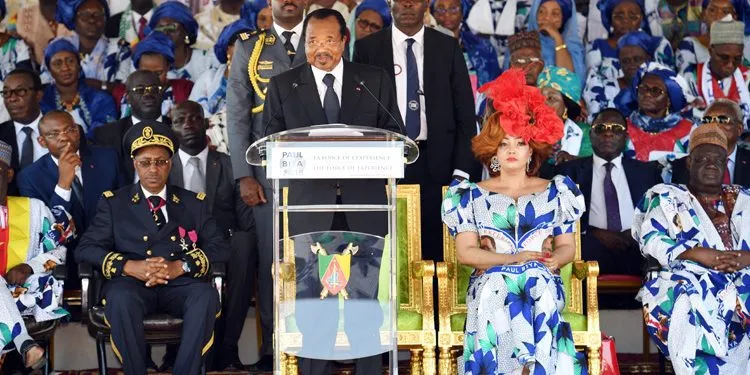 President Paul Biya delivering campign speech in Maroua, Far North Region, ahead of the 2018 presidential election. Source PRC