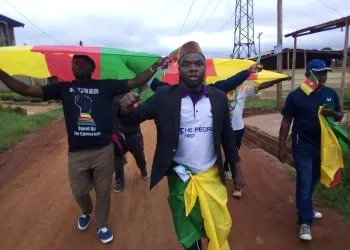 Popular Action Party members on the street in Yaounde