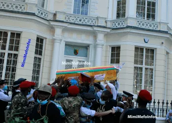 Web Protesters Surround The Coffin And Chant In Front Of The Cameroon High Cameroon In London